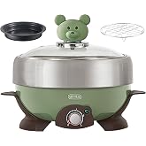 1L Portable Electric Hot Pot Set,3-in-1 Electric Shabu Shabu Pot Mini Cooker (Steam/Boil/Fry) for College Dorm/Camping/Travel Cooker,1 Person Hotpot,UL Listed &amp;FDA Certification