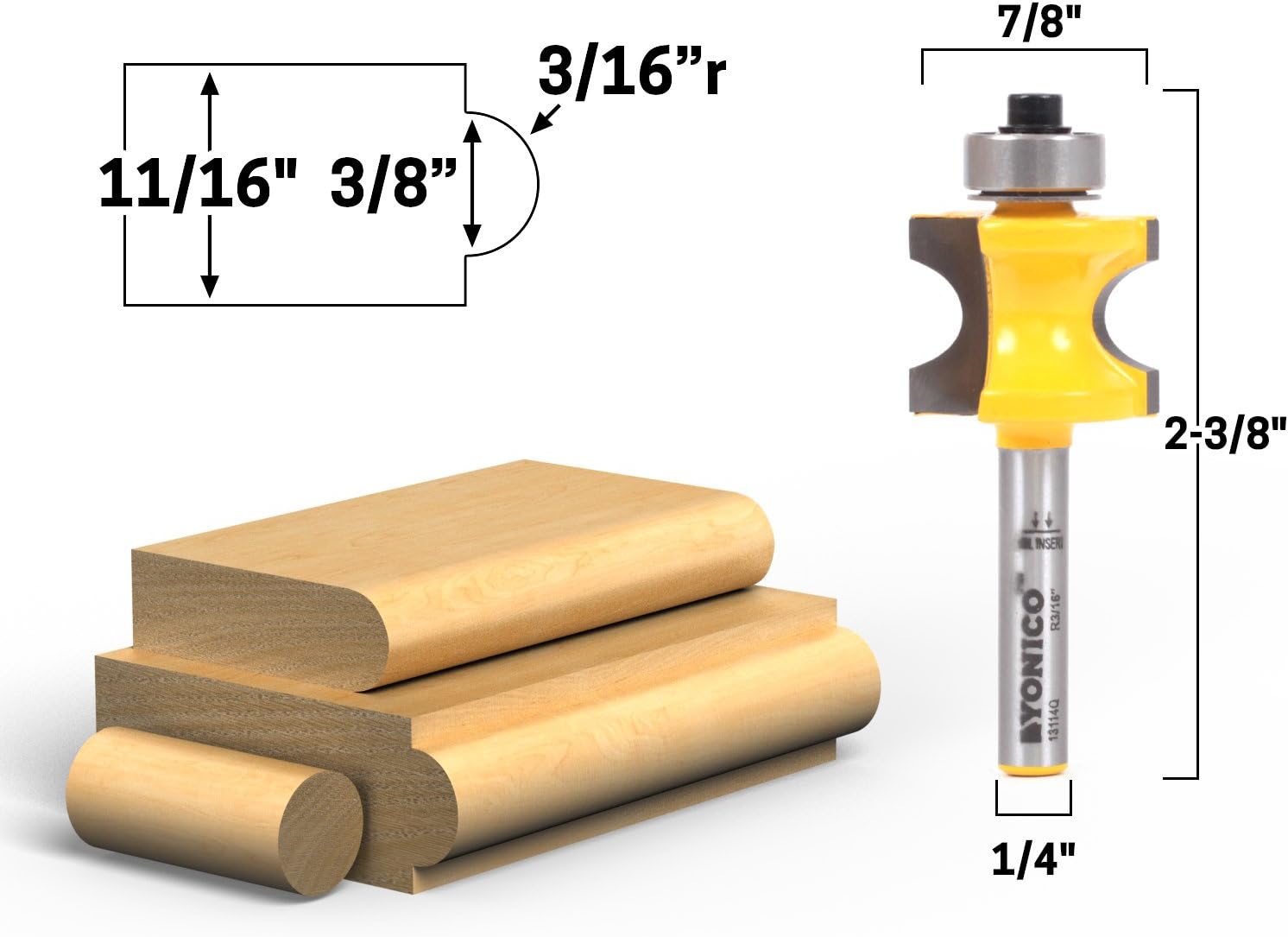 Yonico 13515q 5 Bit Bullnose Router Bit Set 1/4Inch Shank DIY & Tools