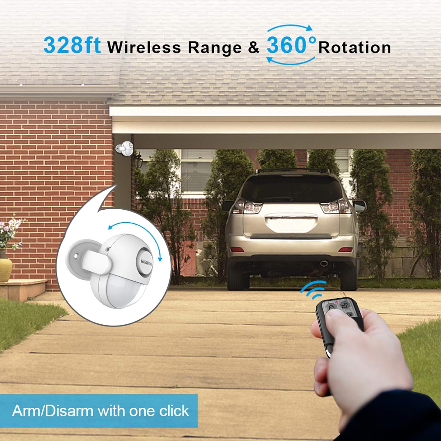 RISWOND Motion Sensor Alarm, Wireless Infrared Home Security System