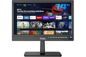 Feihe 14 inch Small Smart TV Built-in APP, HD Flat Screen Compact Smart Television for Kitchen, Home, RV Camper or On-The-Go Entertainment