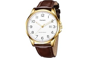 Kakabi Watch for Men, Fashion Minimalist Wrist Watch Waterproof Quartz Analog Date with Leather Strap