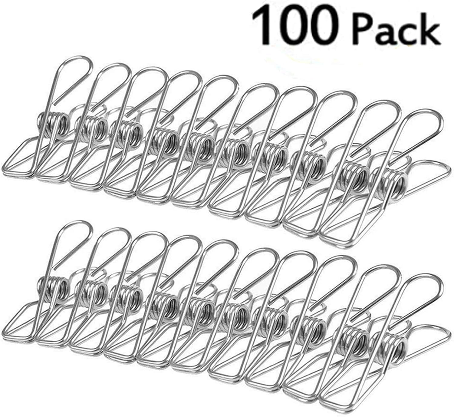 Ruesious 100 Pack Clothes Pegs, 6 cm, Stainless Steel Laundry Hanging