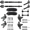 TRQ Front Steering & Suspension Kit Ball Joint Steering Rack & Pinion Bellow Sway Bar Stabilizer Link Tie Rod Compatible with 2004-2006 Chevrolet Colorado GMC Canyon