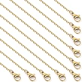 Cadikez 24PCS Gold Rolo Cable Chain Necklace Bulk, 1.5mm 18inch 18K Gold PVD Plated Stainless Steel Finished Oval Cable Link Chains for Necklace Jewelry Making