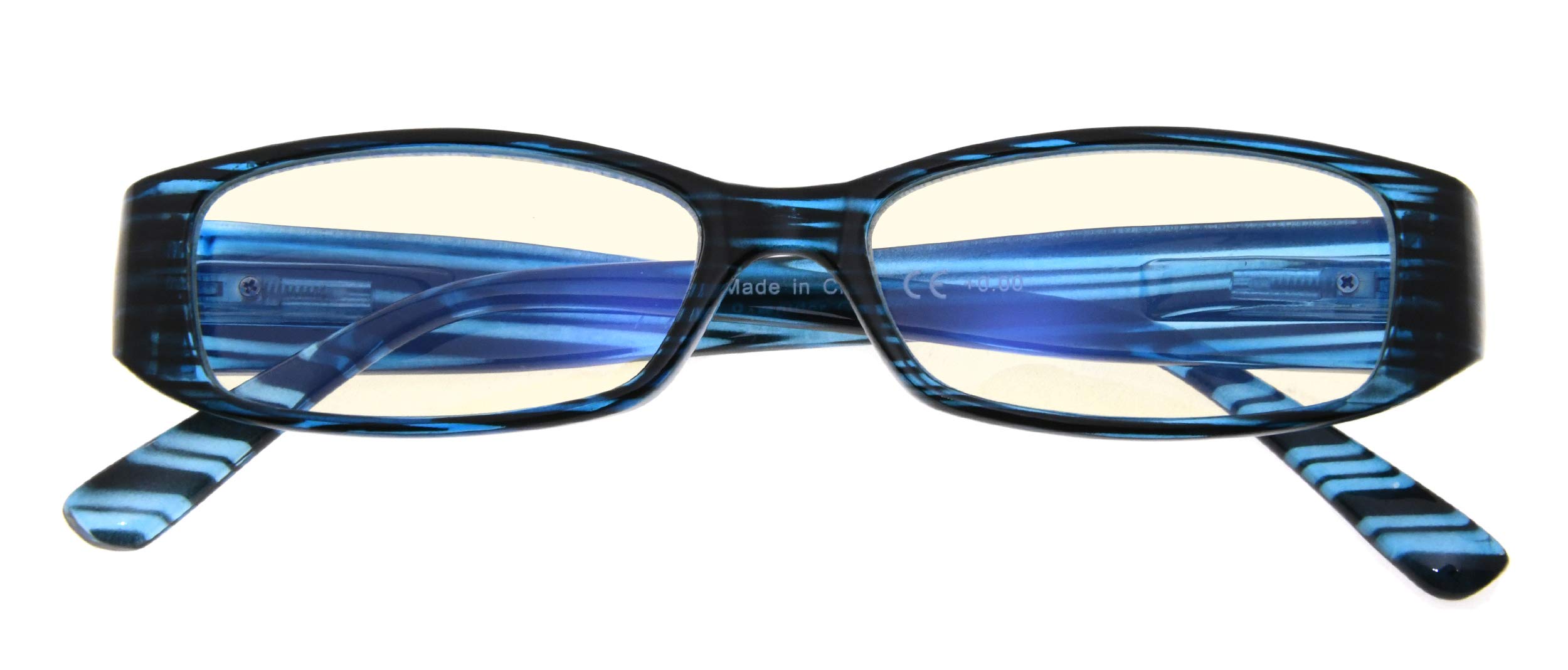 CessBlu Computer Glasses with Crystals for Women Reading Blue Light Filter Eyeglasses(Blue) +1.5