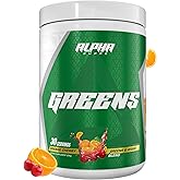 Alpha Supps - Alpha Greens Supplement | Fruit & Vegetable Superfood Powder | Over 40 Natural Plant Based Ingredients | Prebiotic & Probiotic Digestive Support Blend - 30 Servings (Orange Cherry)
