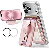 ESR Aura for MagSafe Wallet Stand w Grip, RFID Blocking w MagSafe Ring, 5 Card Holder for Phone Case, Magnetic Wallet for iPhone 17/16/15/14/13/12(Not for Mini), Selected Samsung, Bubblegum Pink