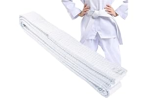 Taekwondo Belt, 220cm Karate Belt, White Belt Solid Rank Judo Belts, Martial Arts Belt with 8 Rows of Stitching, Brazilian Ji