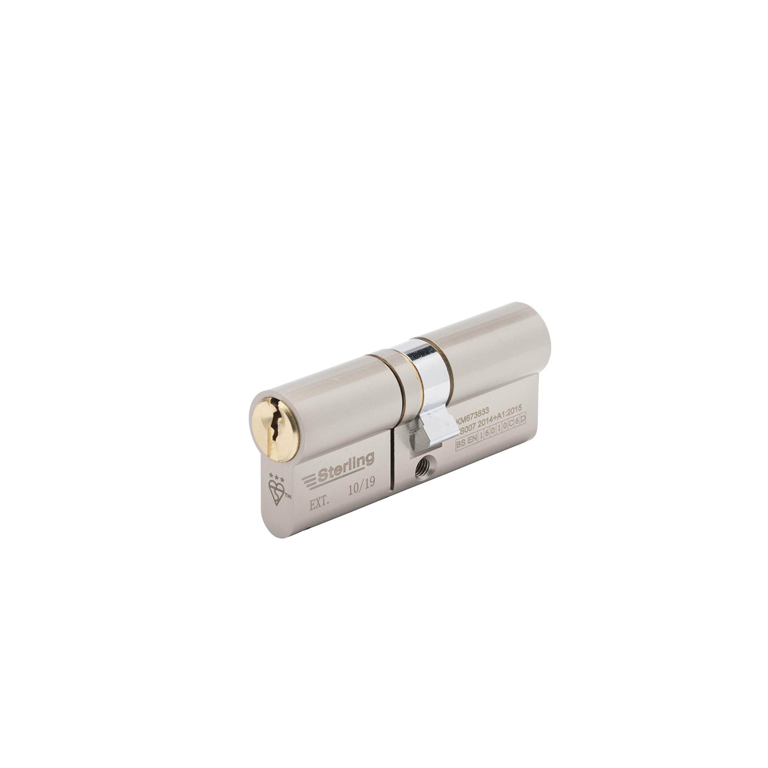 Sterling TS007 BS3 3 Star Police Approved Secured by Design Euro Door Cylinder, Brass, Dual Finish Brass & Satin Nickel, Internal 40mm External (80mm Total),EPD4040