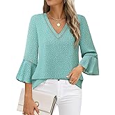 Timeson Women's Business Casual Tops 3/4 Sleeve Dressy Blouses Office Work Shirts