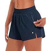 Stelle Women's 3.5" High Waisted Running Shorts Quick-Dry Gym Shorts Workout Athletic Shorts Mesh Liner with Zipper Pockets