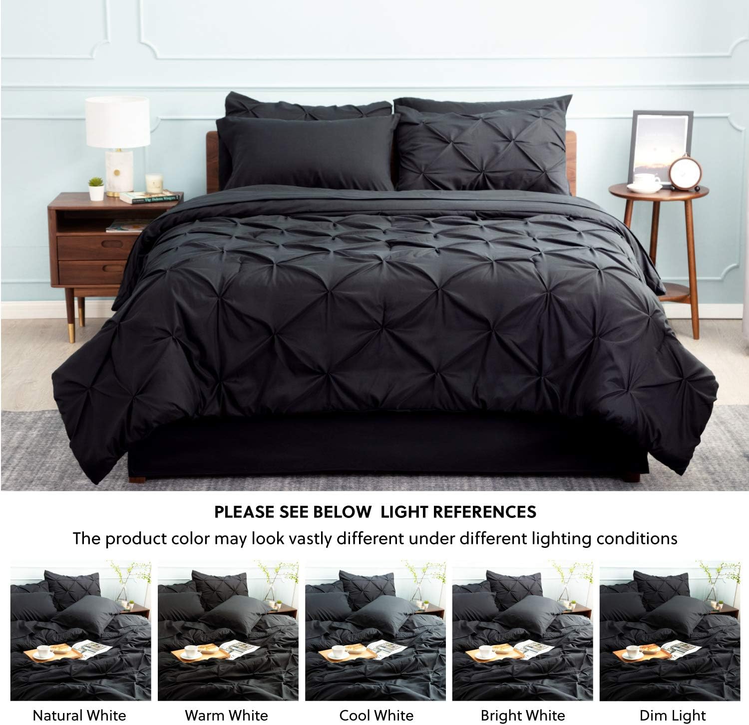 Bedsure Black Comforter Set Black Queen Comforter Set Bed in A Bag Black 8 Pieces - 1 Black Comforter (88x86 Inches), 2 Pillow Shams, 1 Flat Sheet, 1 Fitted Sheet, 1 Bed Skirt, 2 Pillowcases: Kitchen & Dining