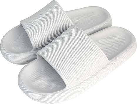 Amazon Co Jp Zip Corporation サンダル ましゅまろ モチっと Eva 低反発 弾力 フィット 超軽量 スリッパ ルームシューズ 室内履き も Ok メンズ ホワイト グレー Lサイズ 約26 27cm ホーム キッチン
