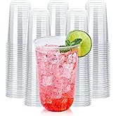 Vplus 16 oz Compostable Clear Plastic Cold Cups, 100 Pack Biodegradable Disposable Cups, BPA & PFAS Free, Plant-Based Plastic Cups for Juice, Wine, Parties, Weddings, and Everyday Use
