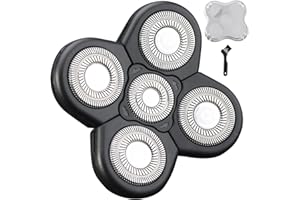 HONTEC 5 Blades Head Shaver Replacement Heads Electric Shaver Head Shaver Universal Replacement Blade Electric Razor Shaver Head (5D Black)