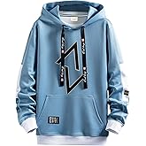 Zifipeoed Men's Hoodie Patchwork Contrast Color Hoodies Casual Baggy Sweatshirt Pullover
