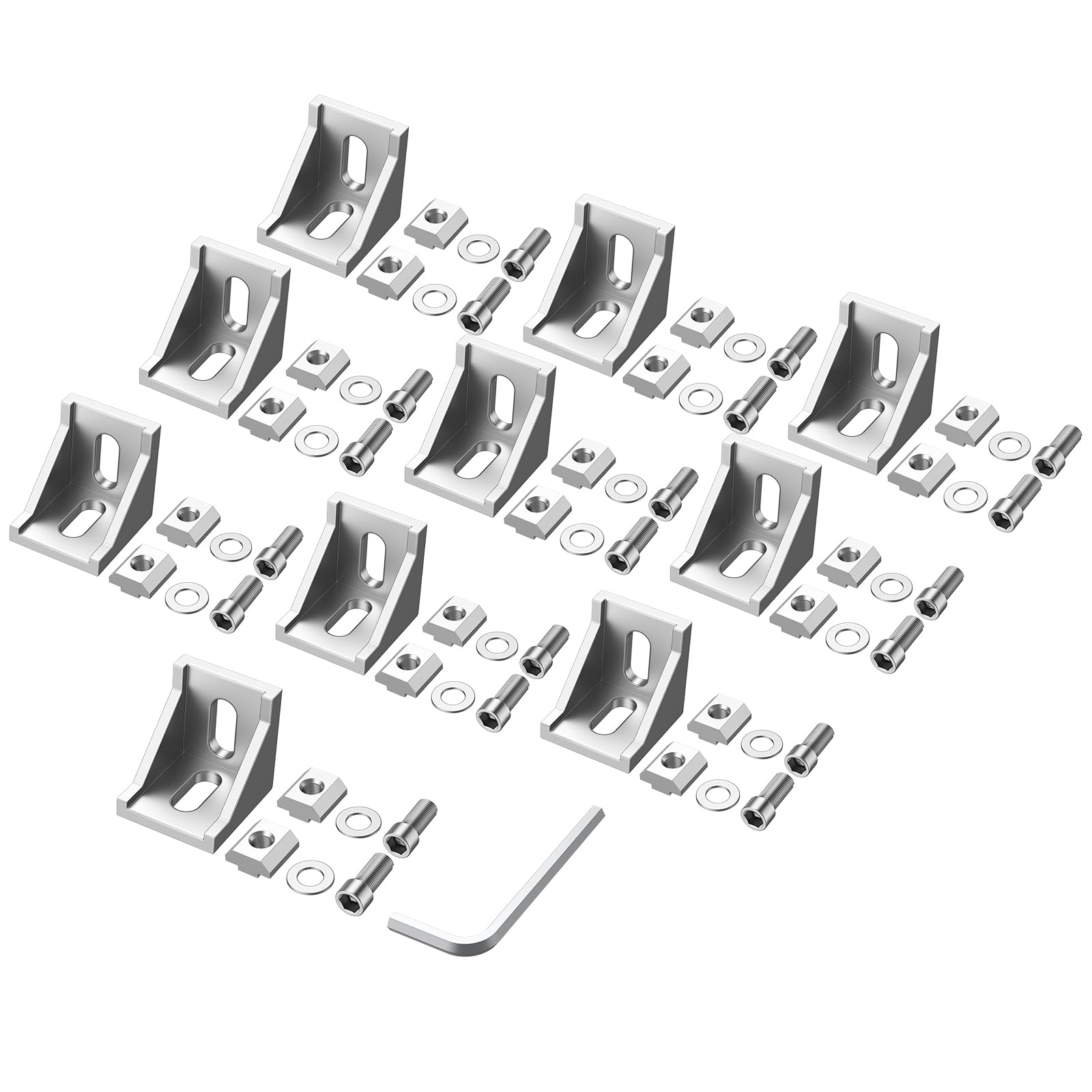 Justech 10pcs 4040 4080 Corner Mounting Bracket L Shape Right Angle Joint Brace Fastener Home Hardware Aluminum Corner Bracket with Screws 39x39x35mm