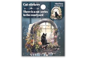 GRYAST 45 pcs Junk Journal Scrapbook Sticker, Junk Journal Supplies, Aesthetic Washi Materials, Decorative Ephemera Planner Arts Craft, Watercolor Scrapbooking for Adults (Cat Adventure)