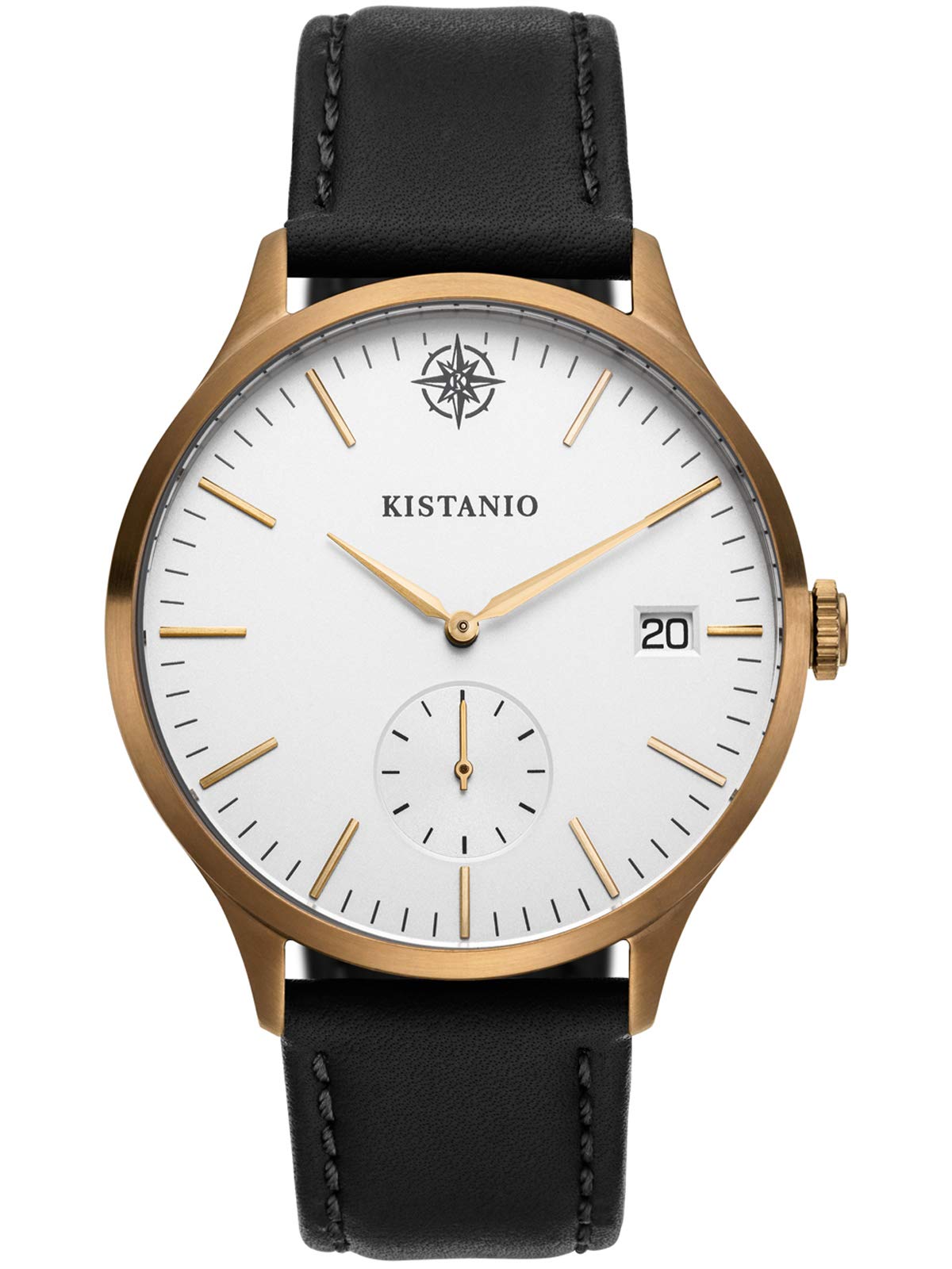 Kistanio KIS-STR-40-079 Stratolis Sapphire Crystal Khaki Silver with Black Leather Strap