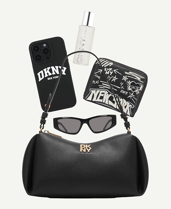 Women's Remy Top Zip Shoulder Bag, Black and Gold, One Size