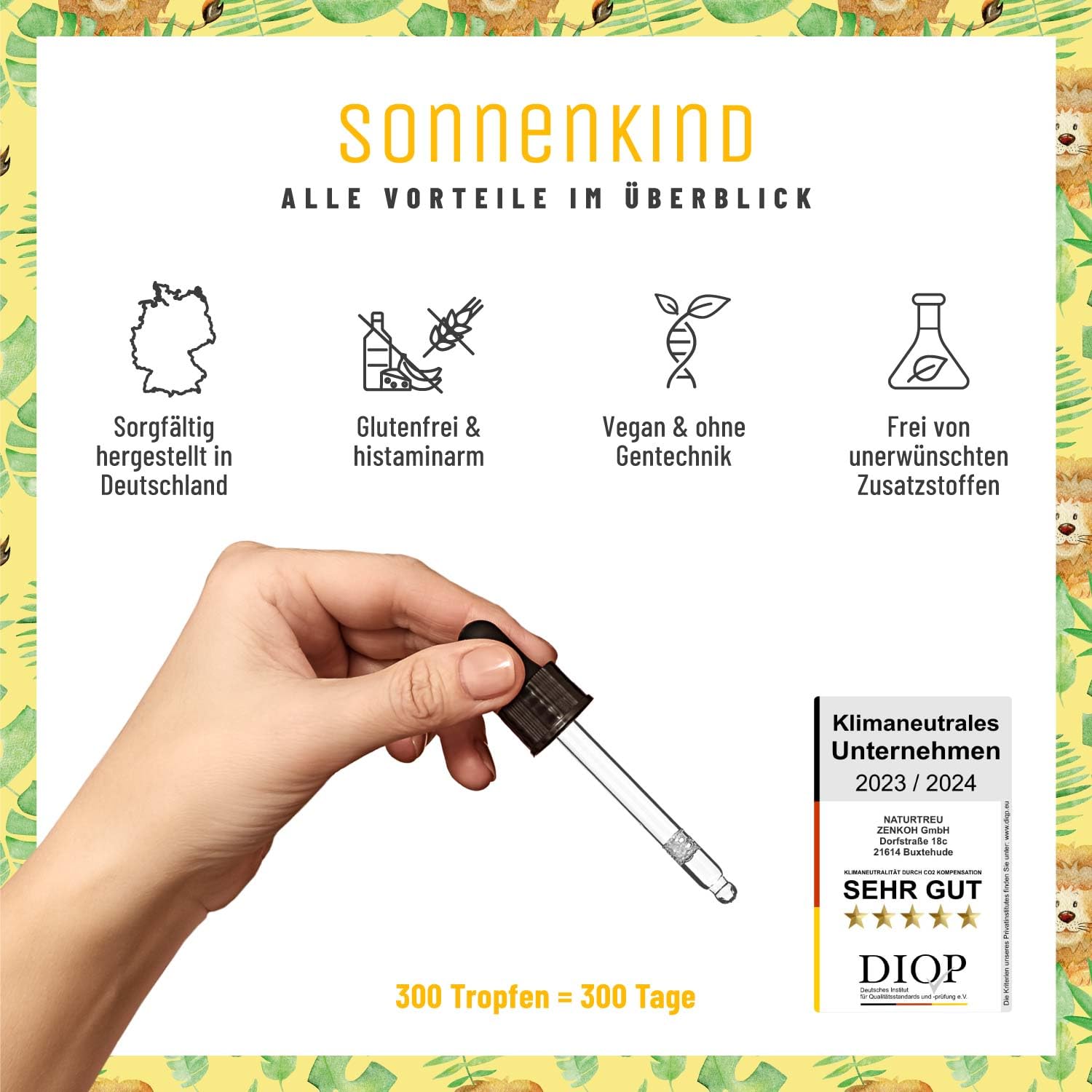 Vitamin D3 K2 Tropfen für Kinder - 100% Vegan für 300 Tage - 500 IE Vitamin D aus Flechten & 25μg Vitamin K - Vitamine -Tropfen 4