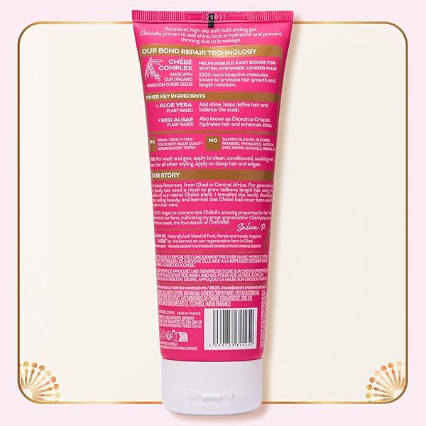 CHÉRIBÉ SOFT HOLD STYLING GELEE WITH 100% CHEBE COMPLEX + ALOE VERA, CURL DEFINING, MOISTURIZING & SHINE ENHANCING STYLING GEL – HAIR GEL FOR ALL TEXTURES 2A-4C & POROSITIES, ALCOHOL-FREE, 8 FL OZ