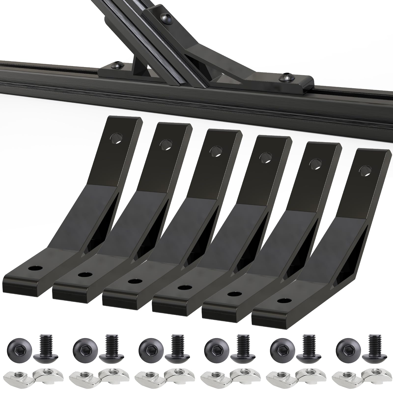 Photo 1 of 135 Degree 2020 Corner Angle Bracket Connection Joint for 2020 Series Aluminum Extrusion Profile,6pcs Black Corner Brackets with Screws and Nuts (135 Degree Bracket with Screws)