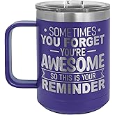 Spotted Dog Company Inspirational Travel Coffee Mug, Inspirational Gifts for Men Dad Father Wife Sister Women, Birthday For Him Her, You’re Awesome Tumbler, Teacher Coworker Gifts 15oz Purple