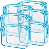 YOQIVEXU 6 Pieces Large Clear Makeup Bags Bulk TSA Approved Toiletry Bag for Travel Transparent PVC Clear Cosmetic Pouch with Zipper, Waterproof Plastic Organizer Case for Carry-on Travel Essentials