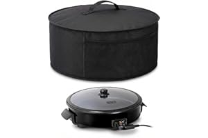 Deosk 19.5"D Electric Skillet Cover Round Waterproof Electric Frying Pan Lid Covers With Side Mesh Pocket and Handle For Most