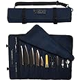 Asaya Canvas Chef Knife Roll Bag - 10 Knife Slots and a Large Zipper Pocket - Durable 10oz Canvas Knife Case with an Adjustable Shoulder Strap - Knives not Included
