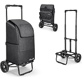 KEDSUM 2-in-1 Shopping Cart, 330LB Foldable Grocery Cart with Wheels,Black | Shopping Cart Converts to Hand Truck,330 Lbs, Waterproof Tote Bag,Compact Folding Design for Groceries,Laundry and Daily Use