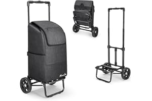 KEDSUM 2 in 1 Shopping Cart for Groceries, 330 lbs Grocery Cart on Wheels, Foldable Utility Carts with Wheels, Hand Truck with Waterproof Tote Bag for Shopping, School, Laundry, Craft Show, Black
