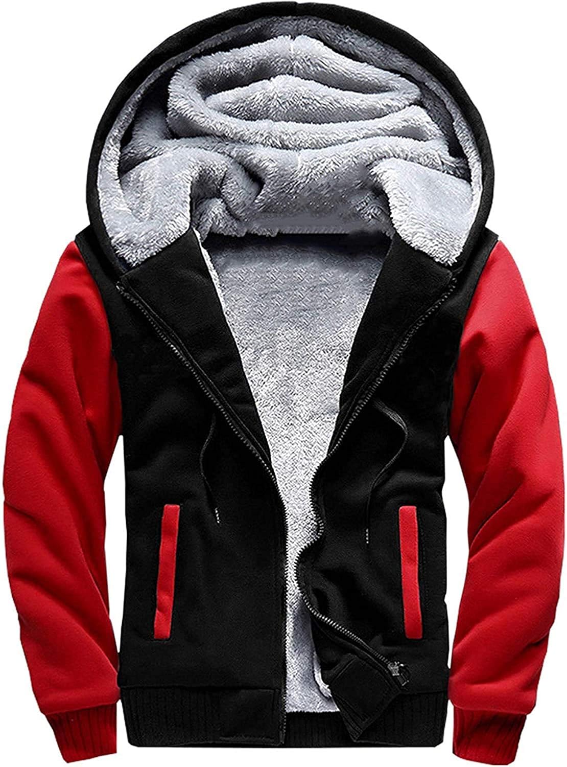 MACHLAB Men's Pullover Winter Workout Fleece Hoodie Jackets Full Zip Wool Warm Thick Coats: Clothing