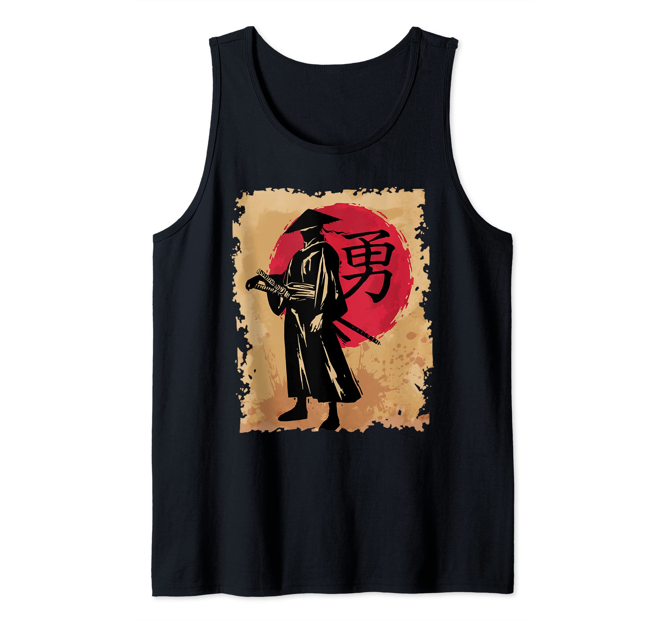 Japanese Samurai Papyrus Retro Sun Japan Calligraphy Warrior Tank Top