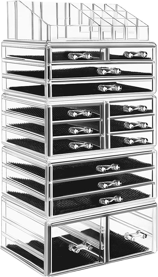 Amazon Com Hblife Makeup Organizer 5 Pieces Acrylic Cosmetic Storage Drawers And Jewelry Display Box Large Home Kitchen