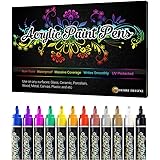 Desire Deluxe Acrylic Paint Pens for Rock Painting, Stone, Ceramic, Glass, Wood, Canvas – Set of 12 Non Toxic Water Based Mar