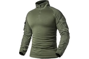 ReFire Gear Men's Military Tactical Army Combat Long Sleeve Shirt Slim Fit Camo T-Shirt with 1/4 Zipper