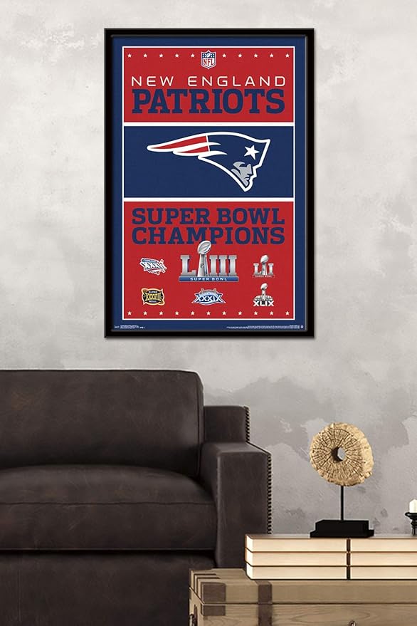 Amazon Com Trends International Nfl New England Patriots Champions 19 Wall Poster 22 375 X 34 Black Framed Version Home Kitchen