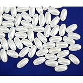 Perlin Imitation Pearls Beads 300 Pieces Oval Faux Pearl Bead with Hole 8 x 4 mm Wax Pearls for Wedding Party Decoration Jewellery Crafts (White)