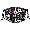 FABE Cool Goth Face Mask with 2 Pcs Filters, Printing Mask Reusable Washable Balaclavas for Women Man Youth, One Size (Pack of 1)