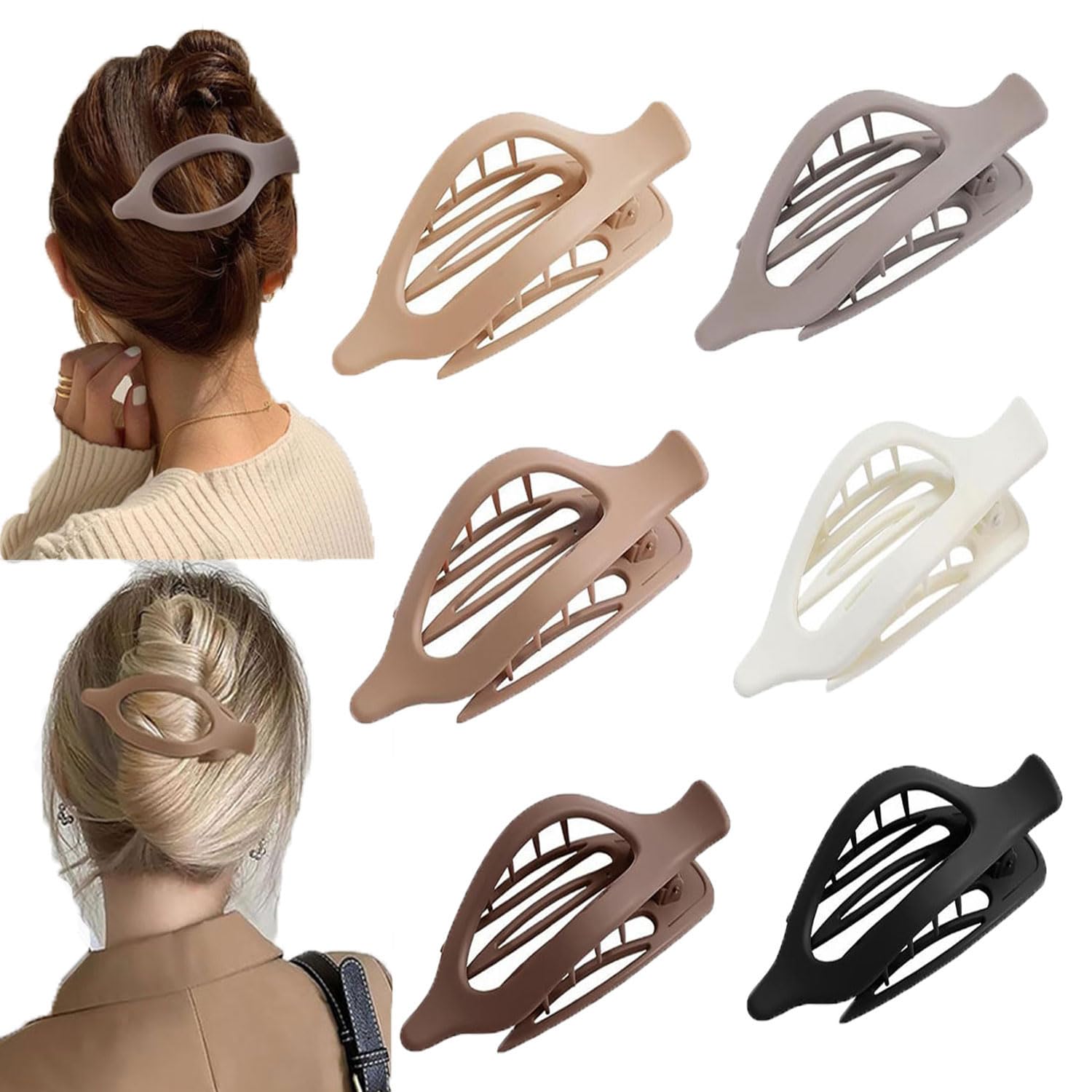 Hair Claw Clips 6Pcs Strong Hold Hair Clip for Thick Thin Hair, Matte Flat Hair Clamps Nonslip Jaw Clips for Women and Girls (Solid color)