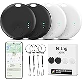 Smart Tags for Android Tracker Tags 4 Pack, Bluetooth Tracker Tag Work with Google's Find Hub App, Android Luggage Tracker Tags, Key Finder Locator with Sound for Wallet, Bag, Suitcases(White&Black)