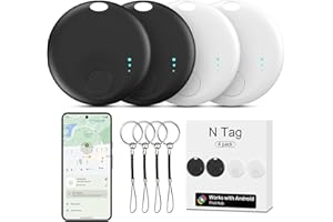 LOCGUAXRD Smart Tags-4 Pack for Android Tracker Tags, Bluetooth Tracker, Work with Google's Find Hub App, Item Finder for Keys, Item Locator for Wallet, Suitcases (White&Black)