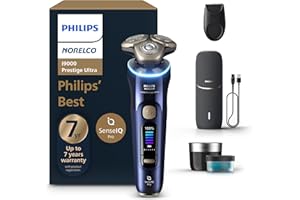 Philips Norelco Shaver i9000 Prestige Ultra, Wet & Dry Electric Shaver, Adriatic, SenseIQ Pro Technology, Triple Lift & Cut System, 360 Rotating NanoTech Precision Blades, Precision Trimmer, XP9401/92