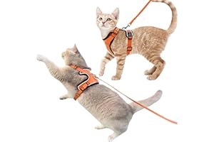 Luxelle 2 Pack Escape-Proof Cat Harness and Leash Set for Walking – Adjustable No Pull Soft Vest with Easy-Wear Buckle, Reflective Straps, Breathable Mesh – Outdoor Travel Harness for Cats & Kittens