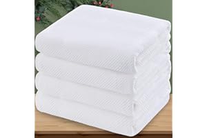 VOOVA & MOVAS Luxury Bath Towels, Bath Towels Set of 4, Large 30" x 56" - 100% Cotton | Quick Dry | Light Weight | Thick | Soft | Absorbent, Luxury Shower Towel Sets for Bathroom, Towel Gift Set, White