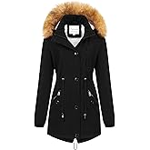 Chrisuno Women's Mid-Length Military Parka Winter Outerwear Insulated Jacket Soft Fleece Snow Faux Fur Coat