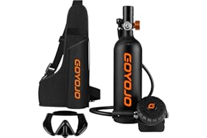 GOYOJO 1L Mini Scuba Tank with Mask – DOT Certified Portable Diving Air Tank, 3000 PSI Max Pressure, Pony Bottle Underwater Breathing Device for Snorkeling & Scuba Diving