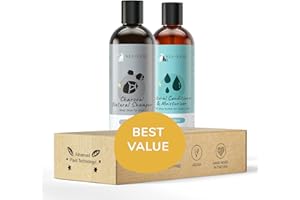 kin+kind Natural Cat & Dog Shampoo and Conditioner Set - Gentle Pet Supplies for Dogs and Cats - Shea Moisture Shampoo and Conditioner with Activated Charcoal & Moisturizing Shea Butter - Made in USA